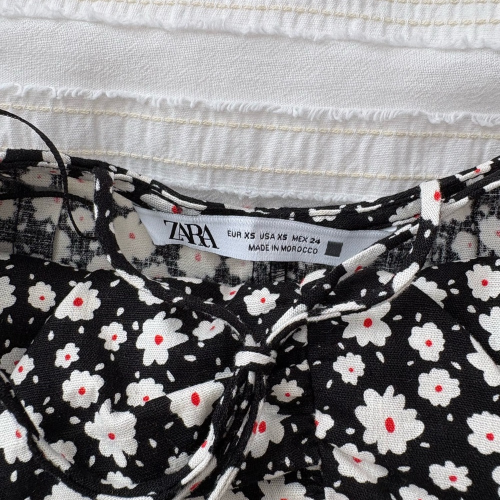 Zara Black and White Floral Dress